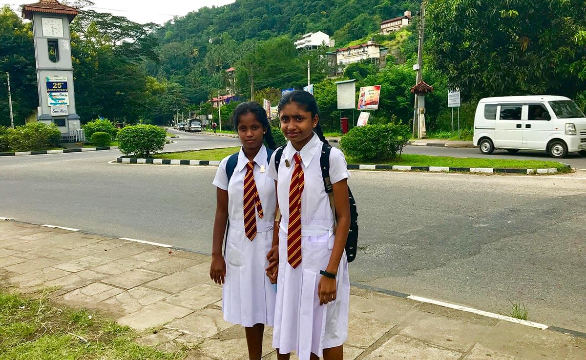 Sri Lanka bike trip students on their uniform