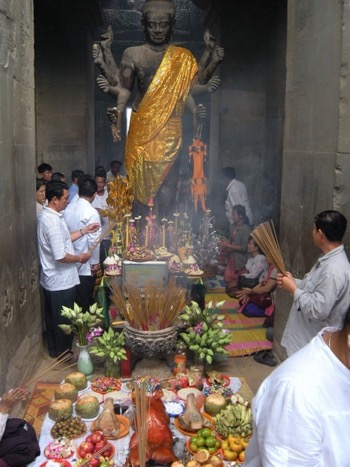 Food offerings at Angkor Wat