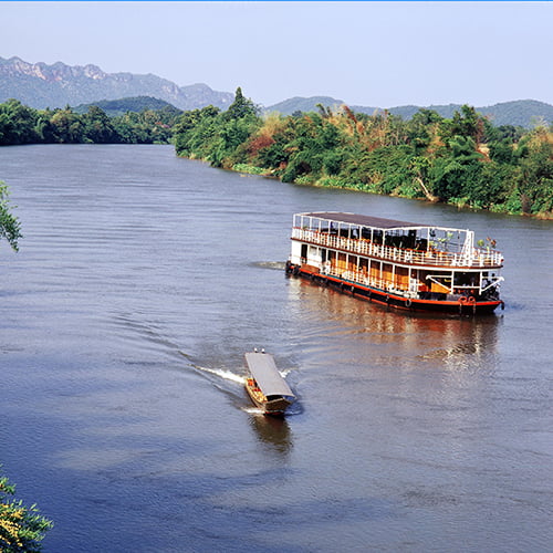 Luxury riverboat cruising down the Mekong River
