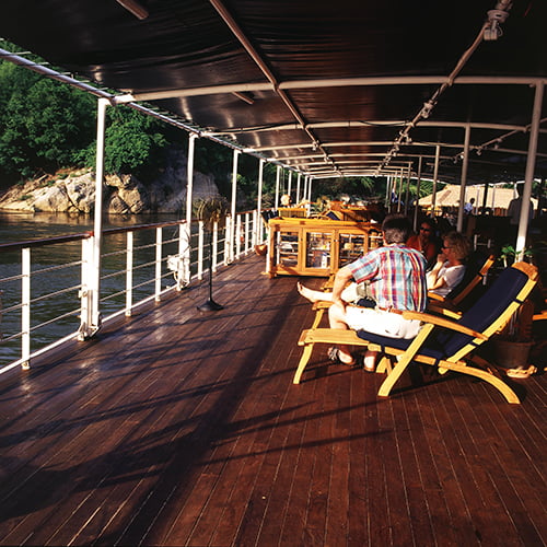Deck of the luxury riverboat in Thailand