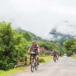 Cycling on a misty morning in Northern Laos