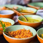 Local food in bowls in Sri Lanka