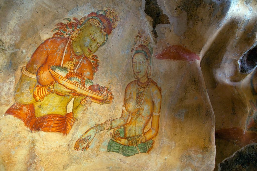 Rock wall paintings in Sri Lanka