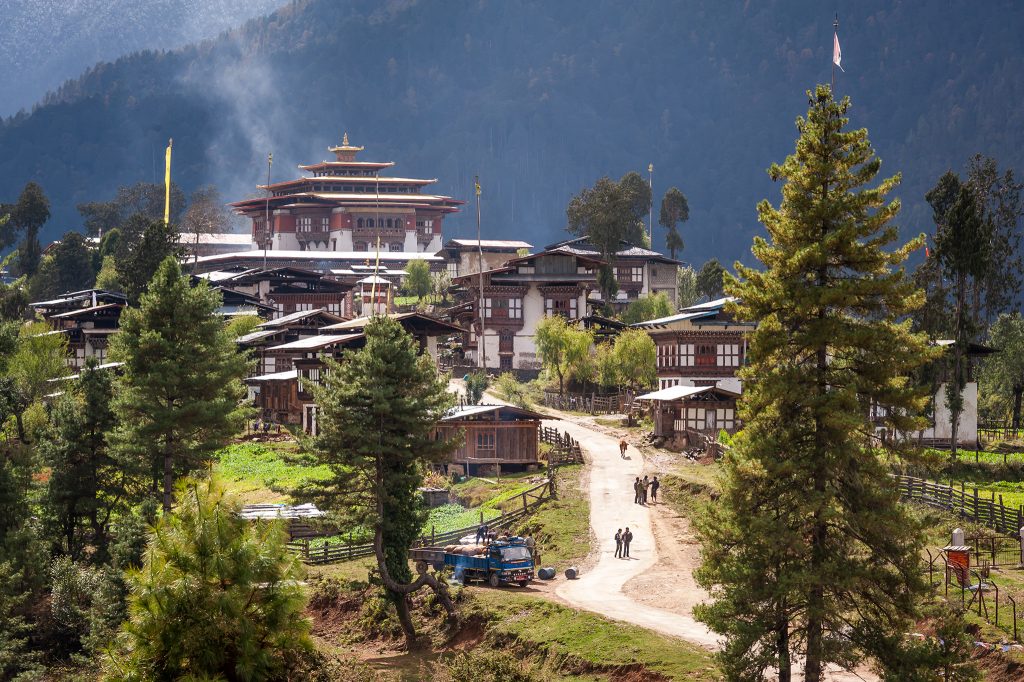 Gangtey Monastery with trees