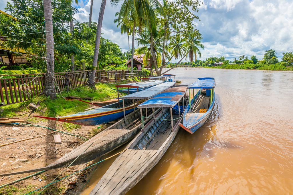Boat on the Mekong River in Laos