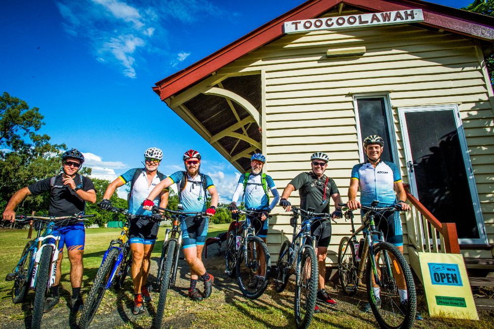Cycling group on Brisbane Valley Rail Trail