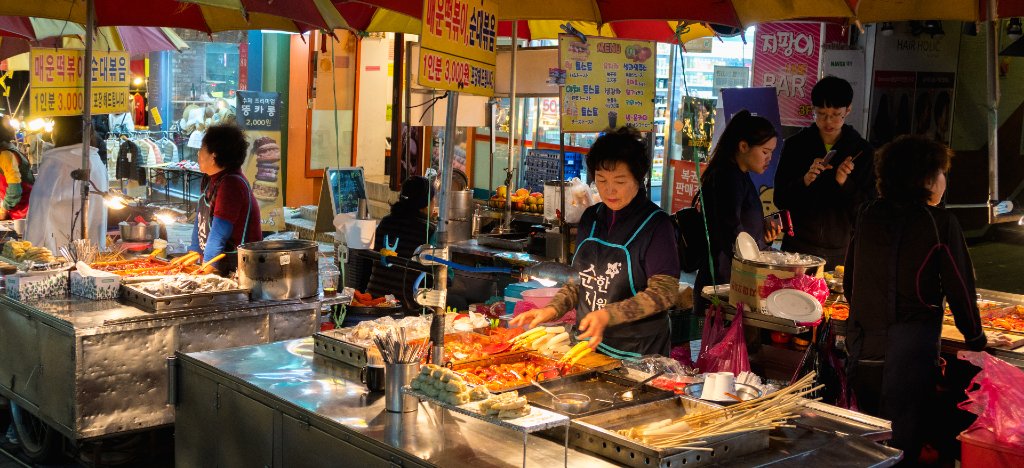 Korean streetfood stalls