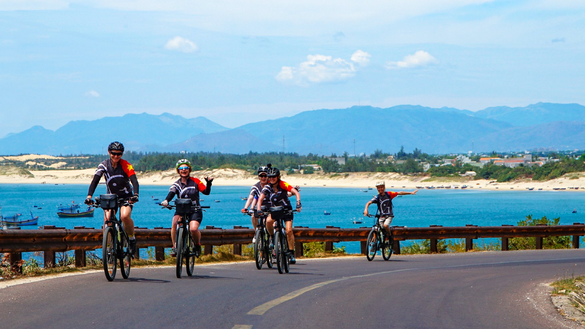 Happy Bike touring group on Vietnam Coast