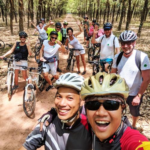 Big cycling group in Mekong delta