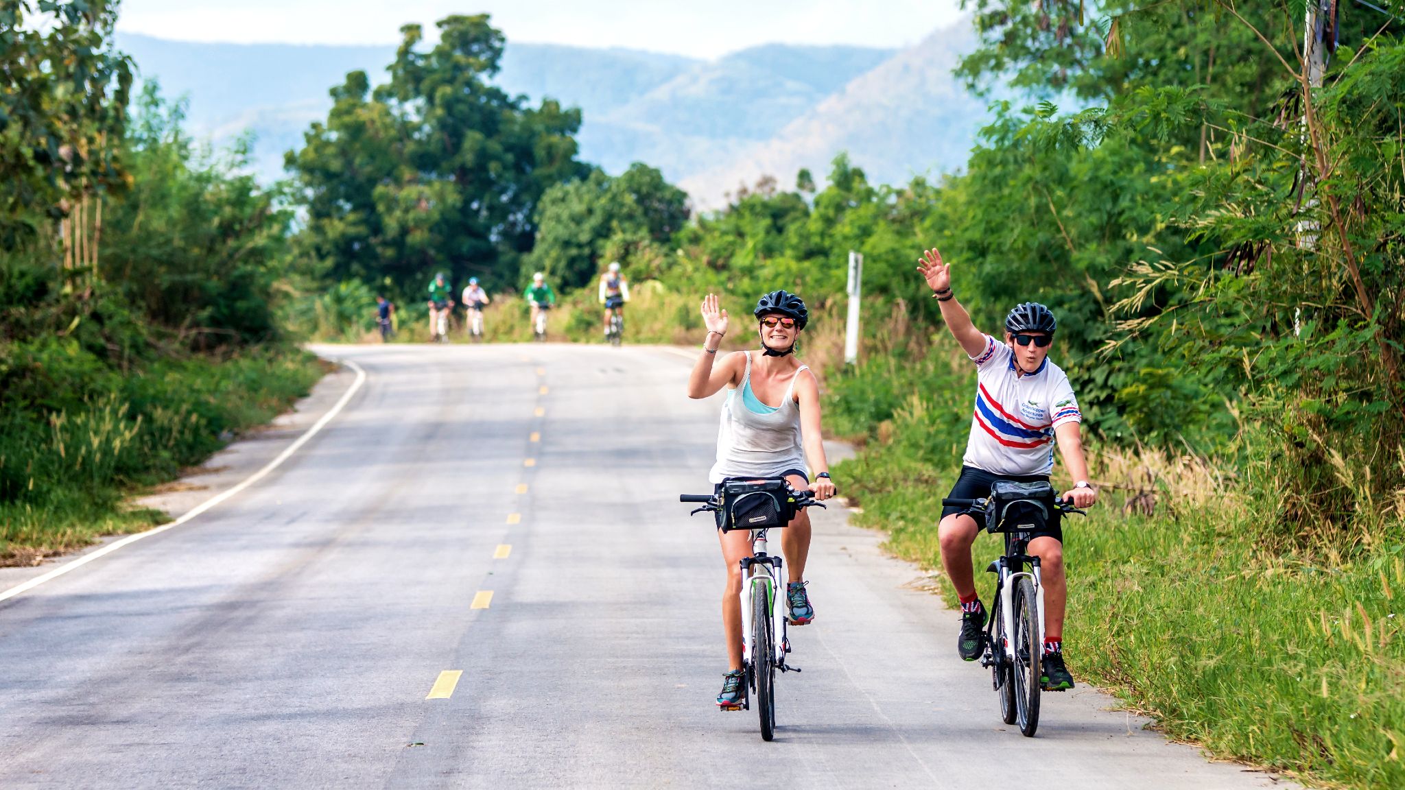 Happy cyclists in North Thailand