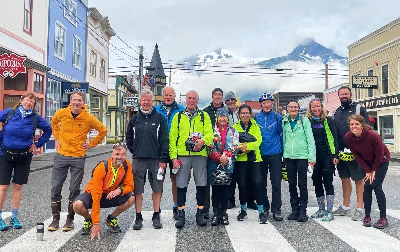Cycle tour group in Skagway Alaska