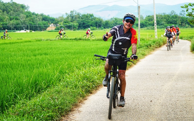 Thumbs up from rider in vietnam